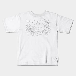 Space Dinosaurs Line Art Kids T-Shirt